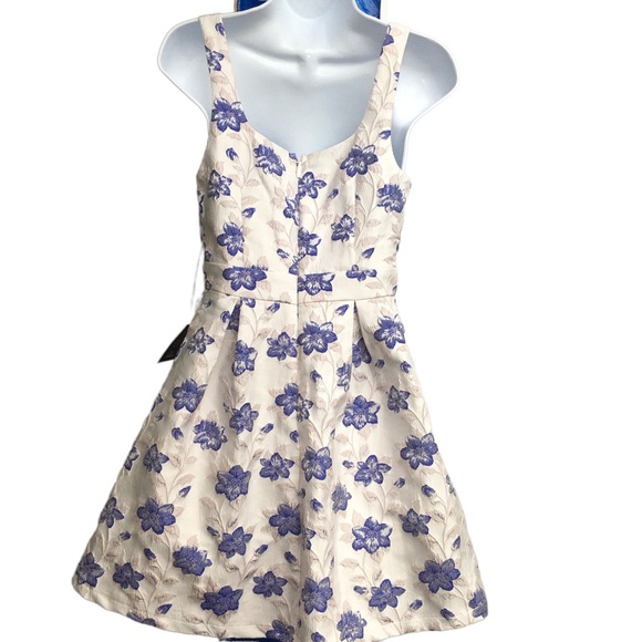 Lulu’s Blue/Pink Floral Damask Pleated Fit & Flare Dress NWT Misses size XS - Picture 2 of 5